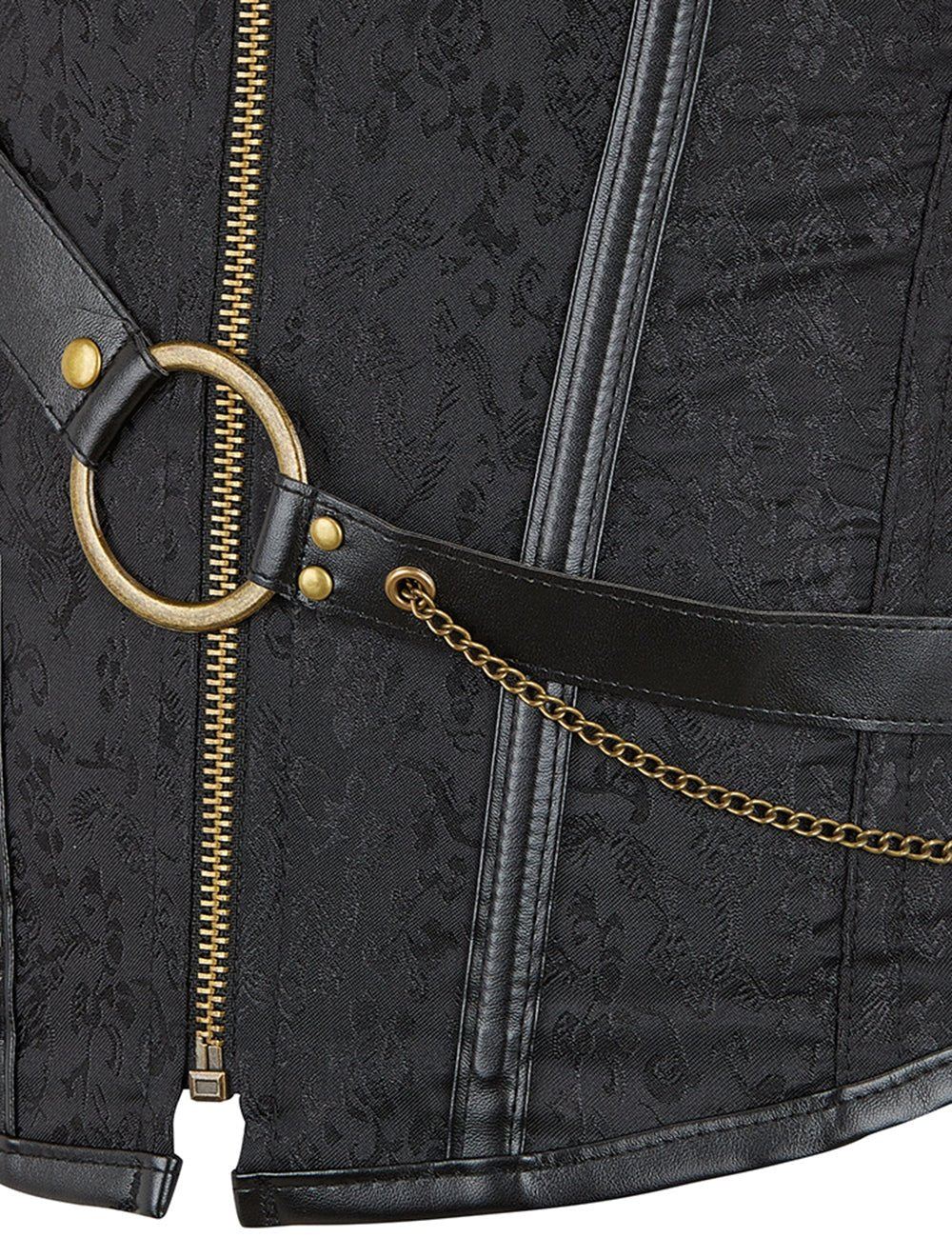 Black Faux Leather Halter Bodysuit – Chains, Rivets & 14 Soft Bones - TeaseFashion