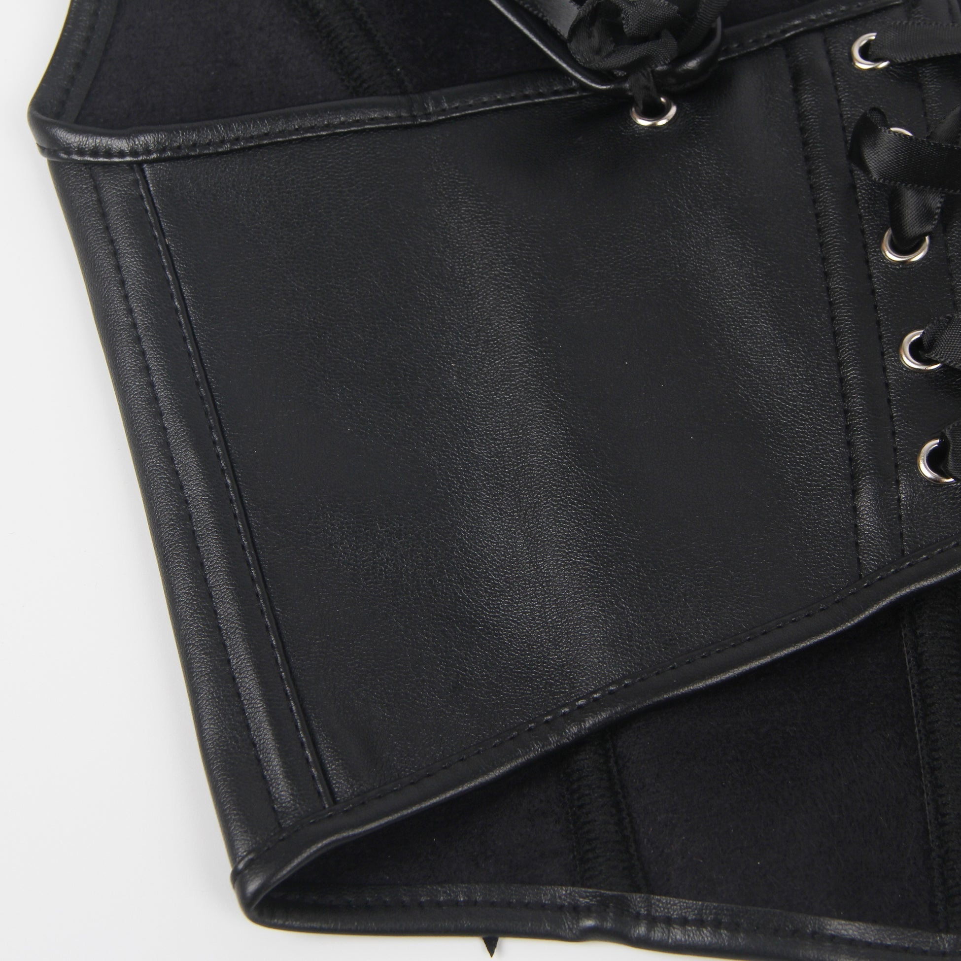 Black Faux Leather Tank Corset – 12 Soft Bones & Crisscross Straps - TeaseFashion