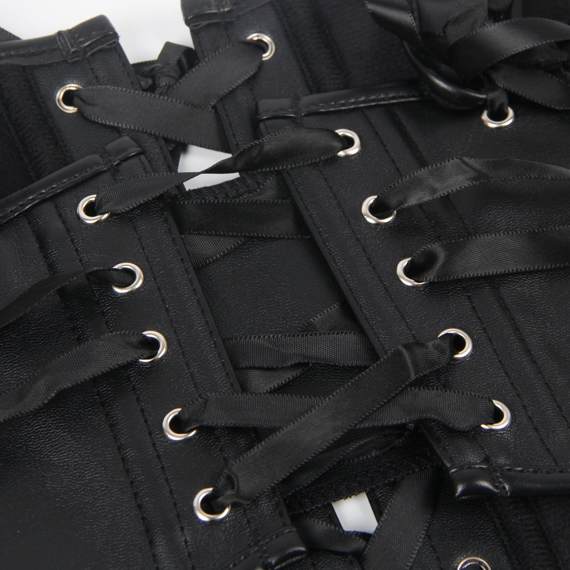 Black Faux Leather Tank Corset – 12 Soft Bones & Crisscross Straps - TeaseFashion