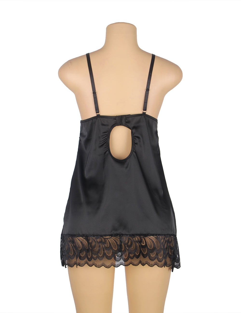 Black Floral Lace Babydoll – Hook - and - Eye Back Closure, Plus Size - TeaseFashion