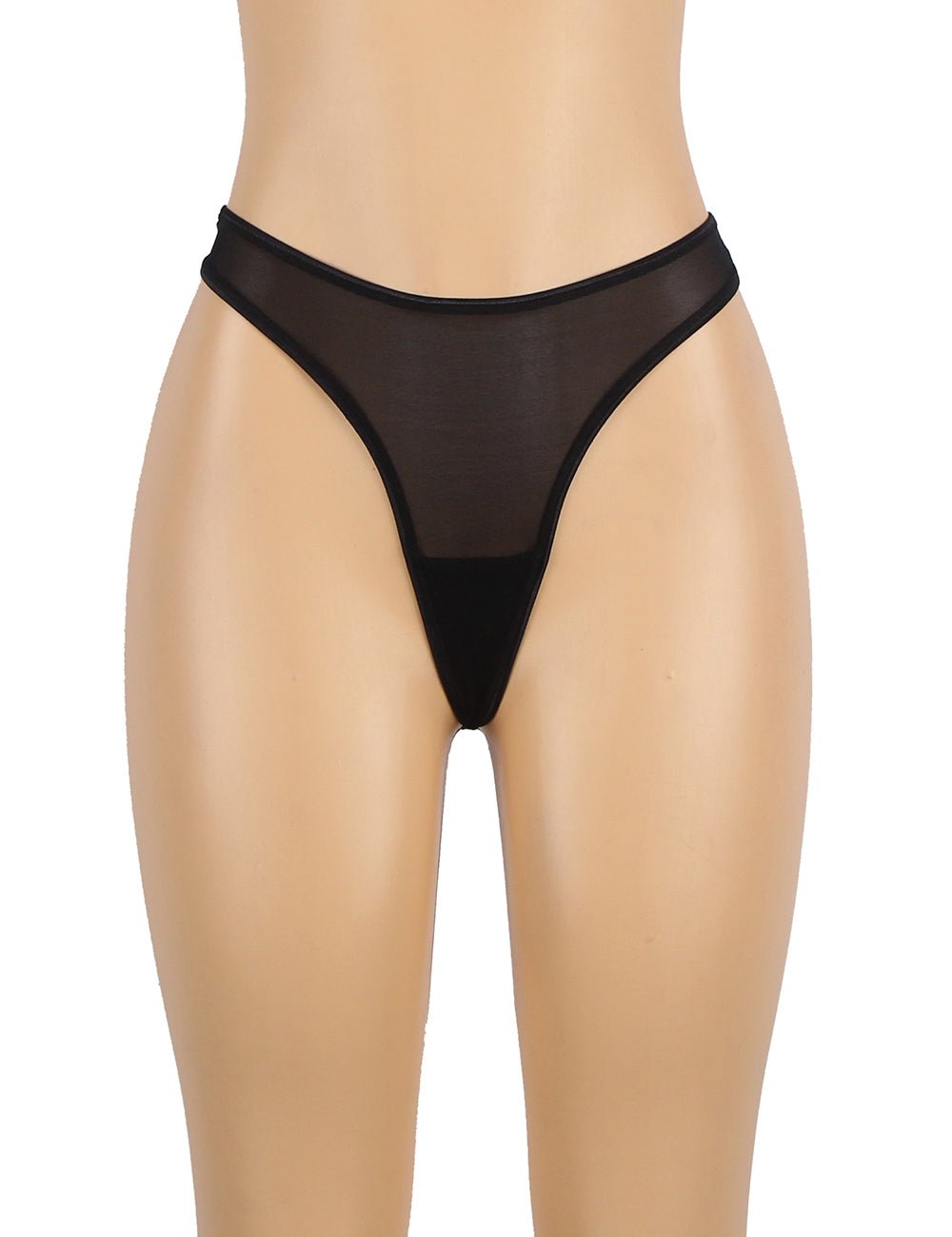 Black Floral Lace Garter Panty Set with Pearl Button & 6 Wide Straps - TeaseFashion