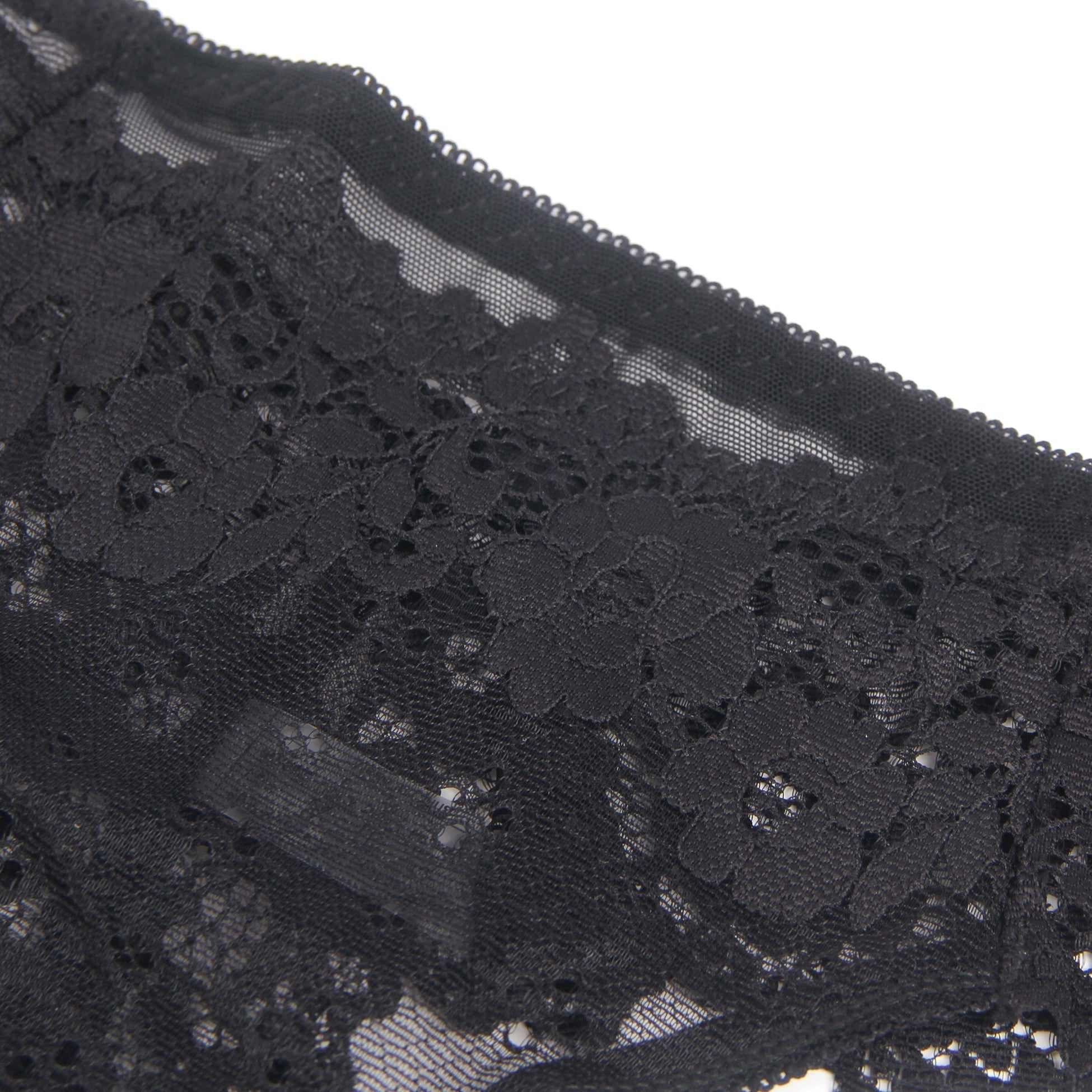 Black Floral Lace Panty with Cotton Lining - TeaseFashion