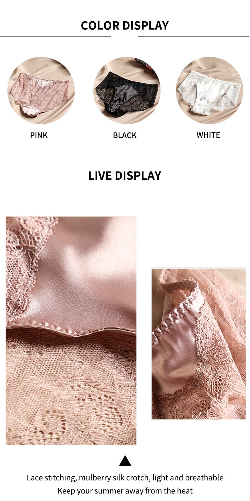 Black French Elegant Lace Edge Floral Print Silk Brief - TeaseFashion