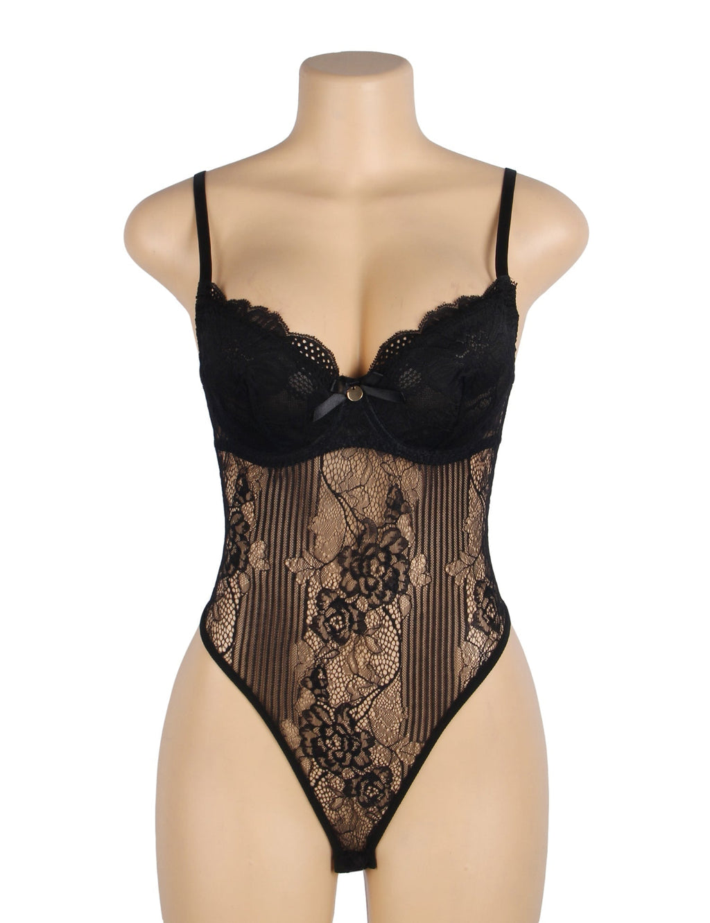 Black Halter Teddy – V - Neckline, Ruffle Detail & Waist Belt - TeaseFashion