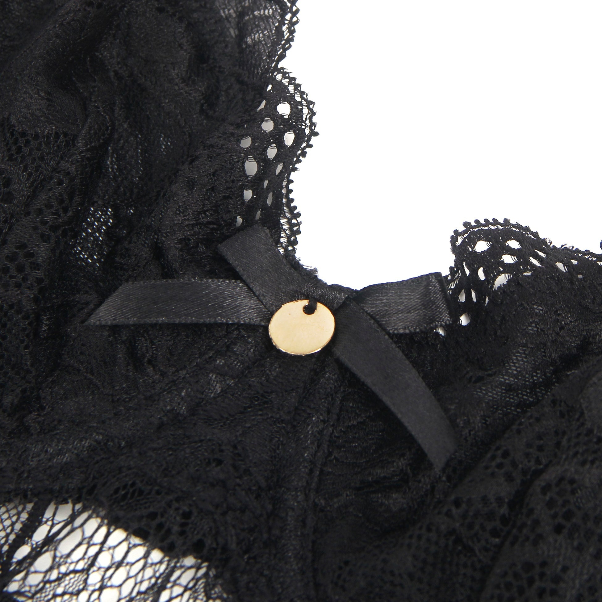 Black Halter Teddy – V - Neckline, Ruffle Detail & Waist Belt - TeaseFashion