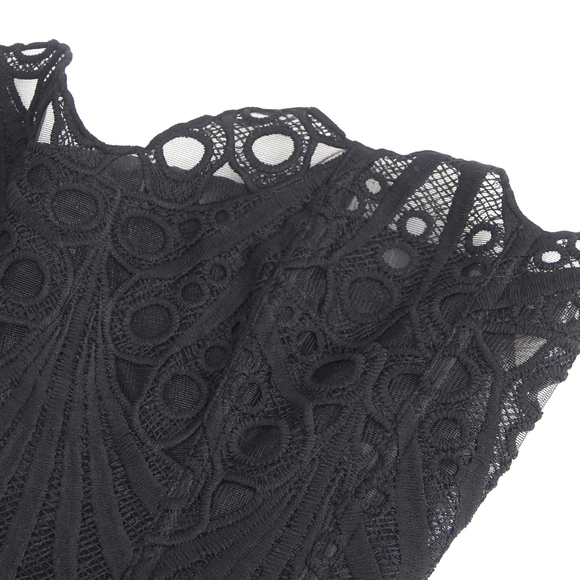 Black Hollow Lace - Up Corset with 14 Steel Bones - TeaseFashion