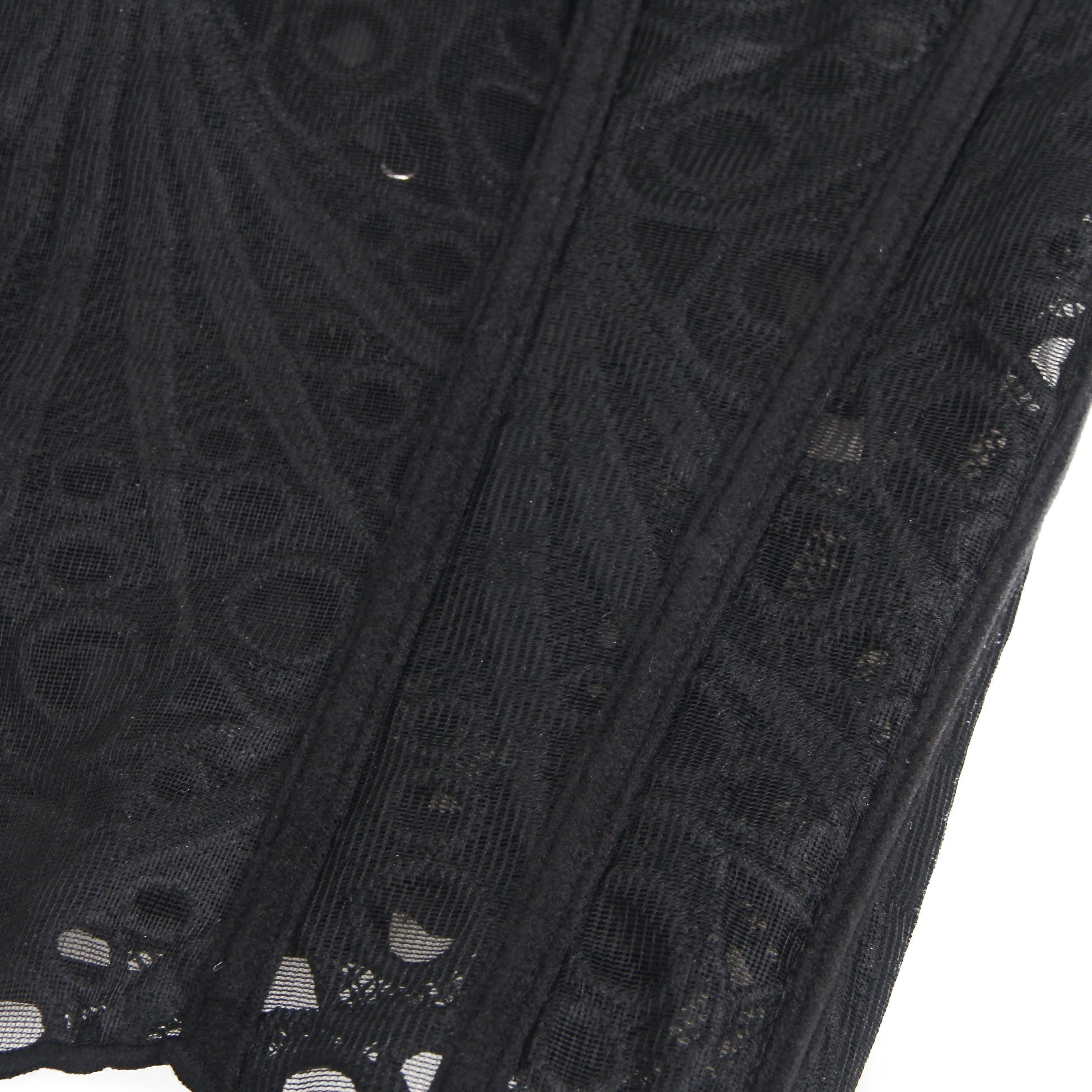 Black Hollow Lace - Up Corset with 14 Steel Bones - TeaseFashion