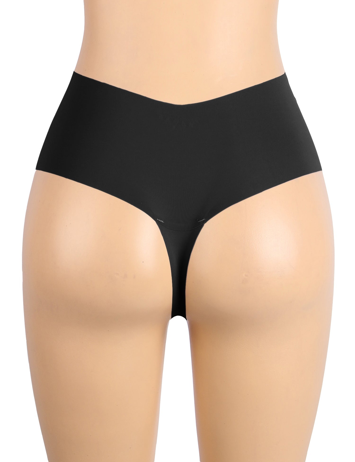Black Ice Silk High - Waist Seamless Thong – Trimmable Leg Opening - TeaseFashion