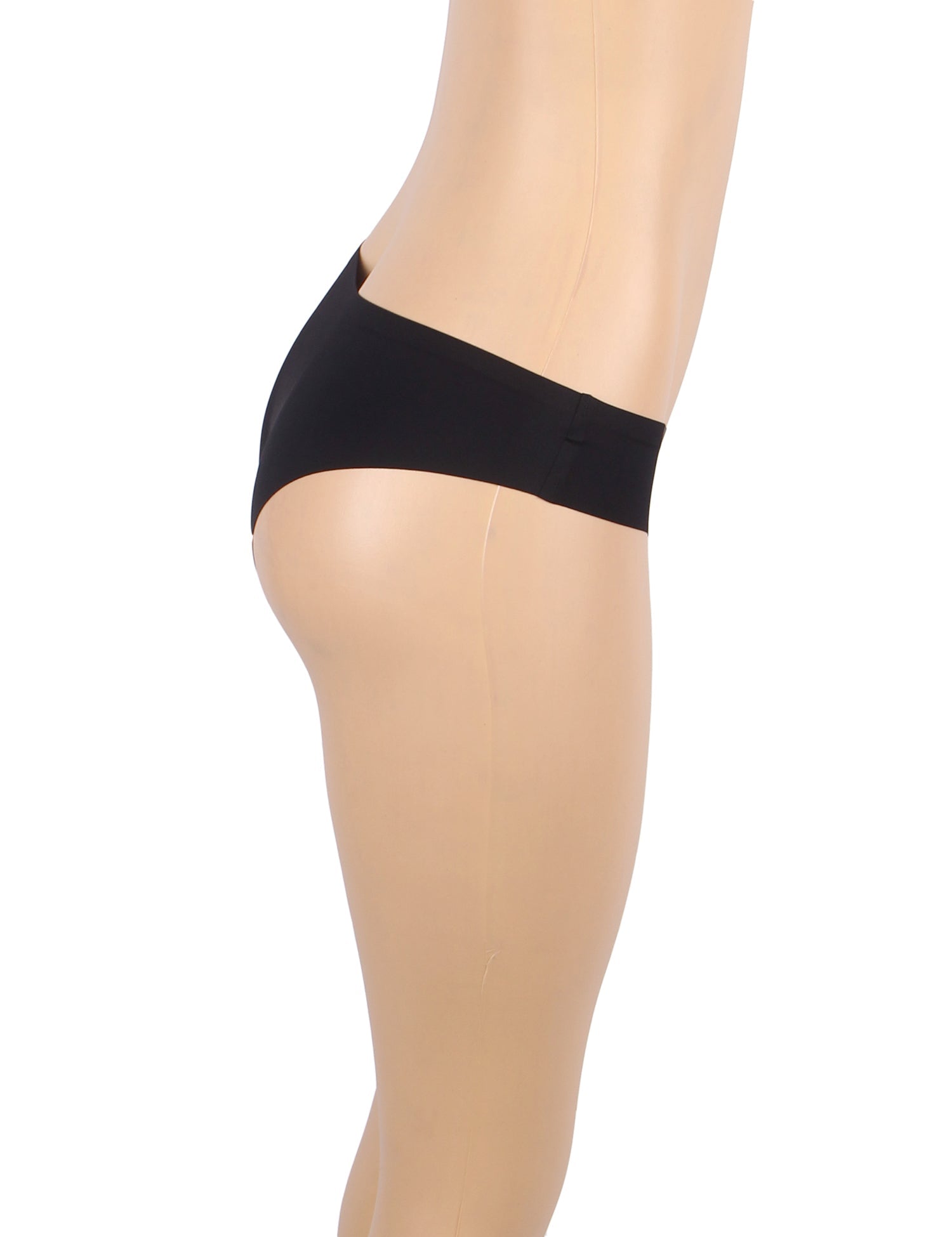 Black Ice Silk Seamless Panty – Decorative Ring Waistband & Hollow Detail - TeaseFashion