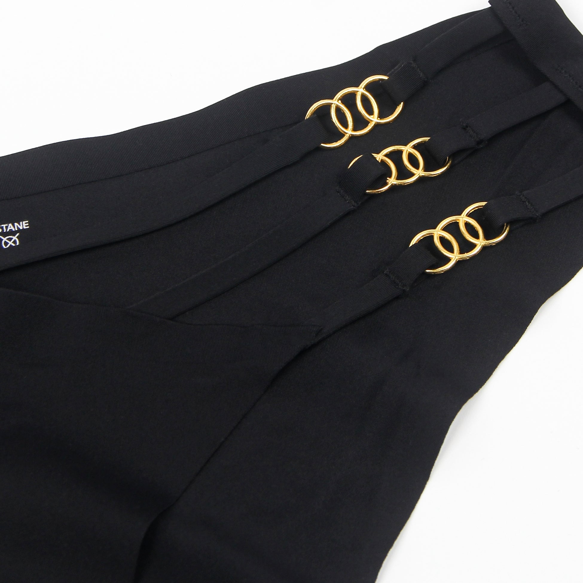 Black Ice Silk Seamless Panty – Decorative Ring Waistband & Hollow Detail - TeaseFashion