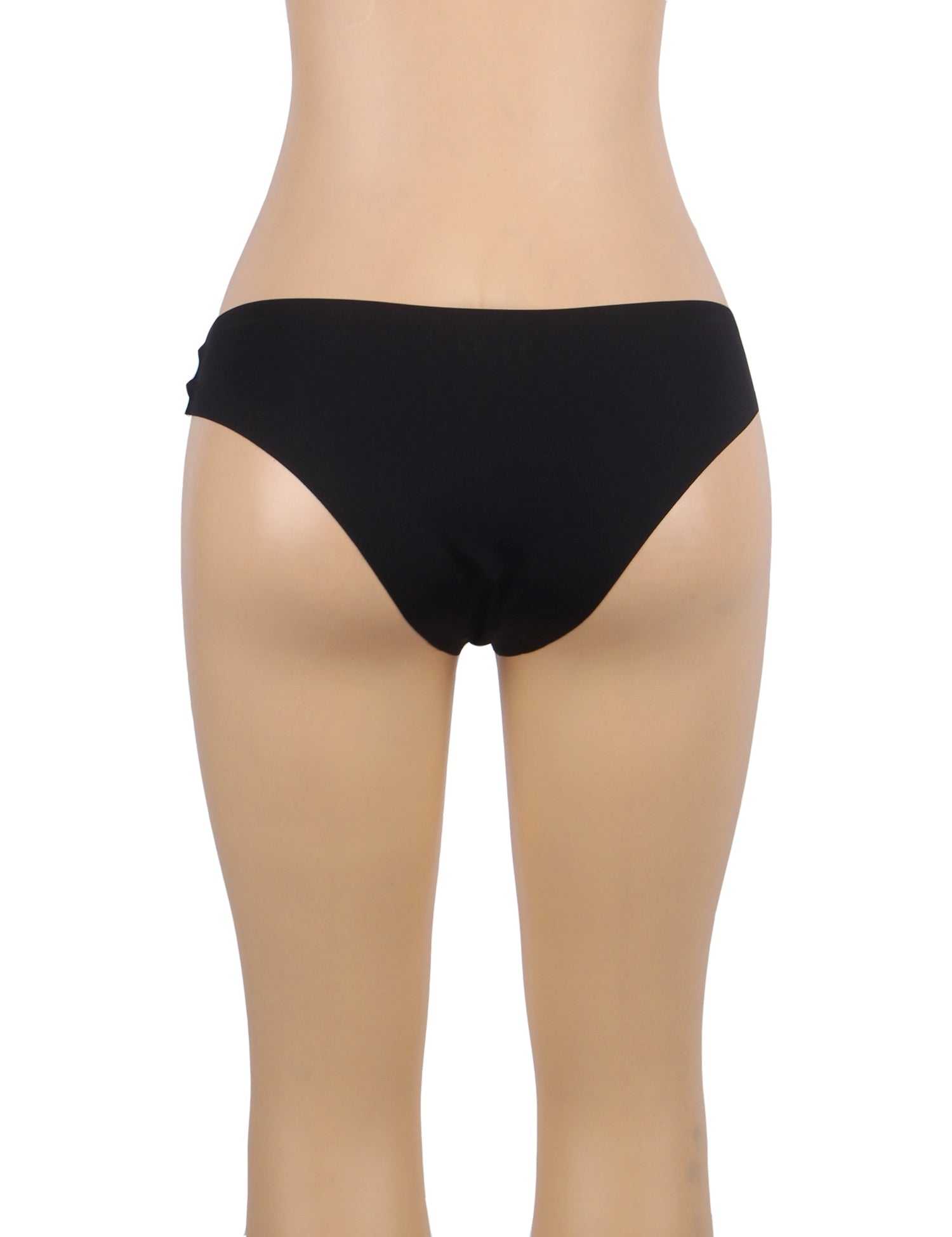 Black Ice Silk Seamless Panty – Decorative Ring Waistband & Hollow Detail - TeaseFashion