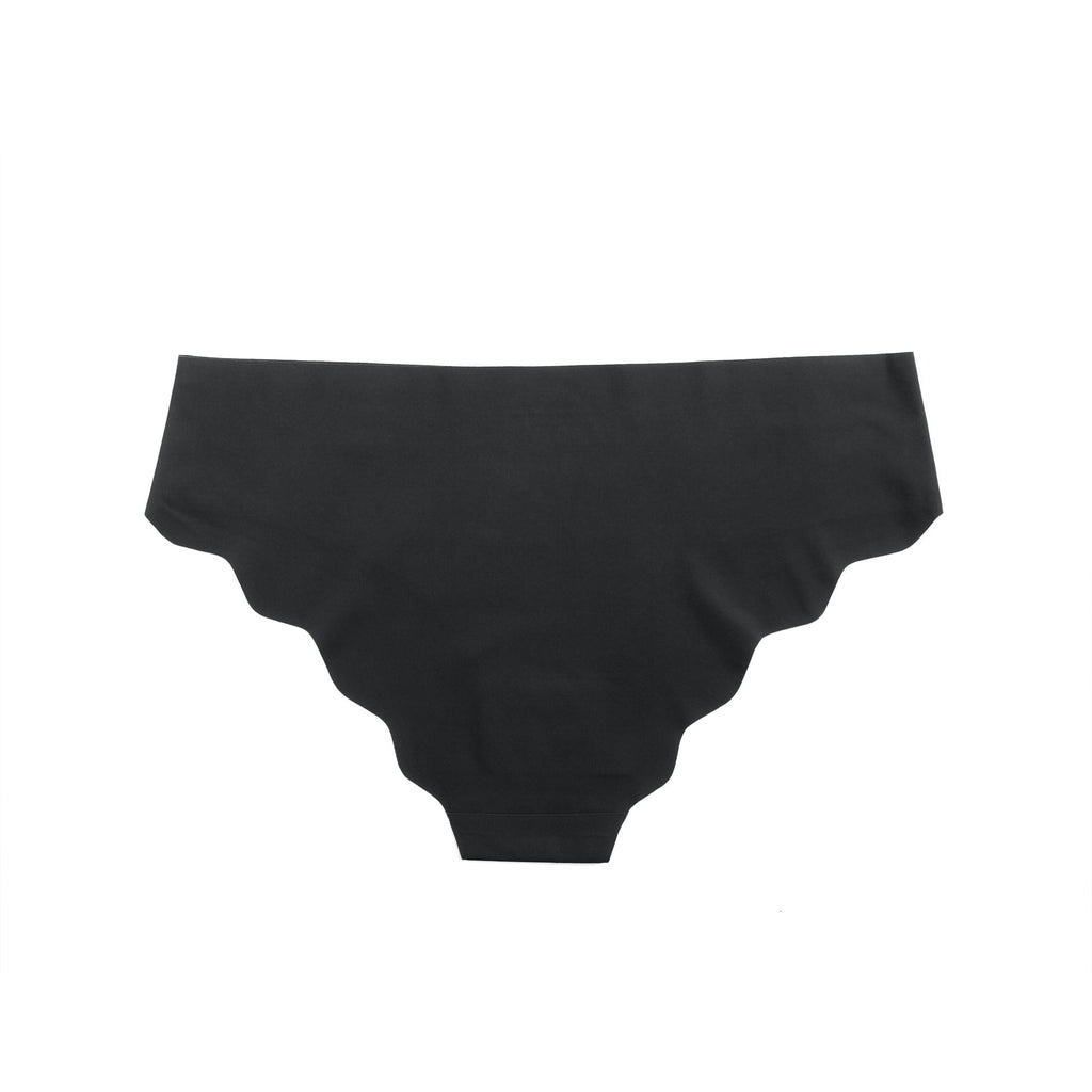 Black Ice Silk Seamless Thong – Wavy Lace Hip Detail & Trimmable Leg Opening - TeaseFashion