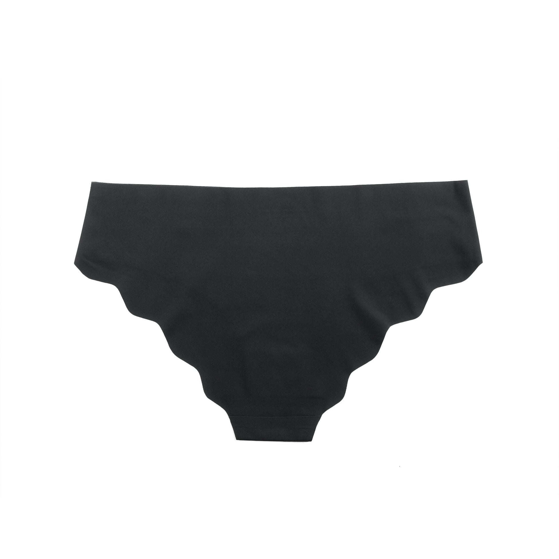 Black Ice Silk Seamless Thong – Wavy Lace Hip Detail & Trimmable Leg Opening - TeaseFashion
