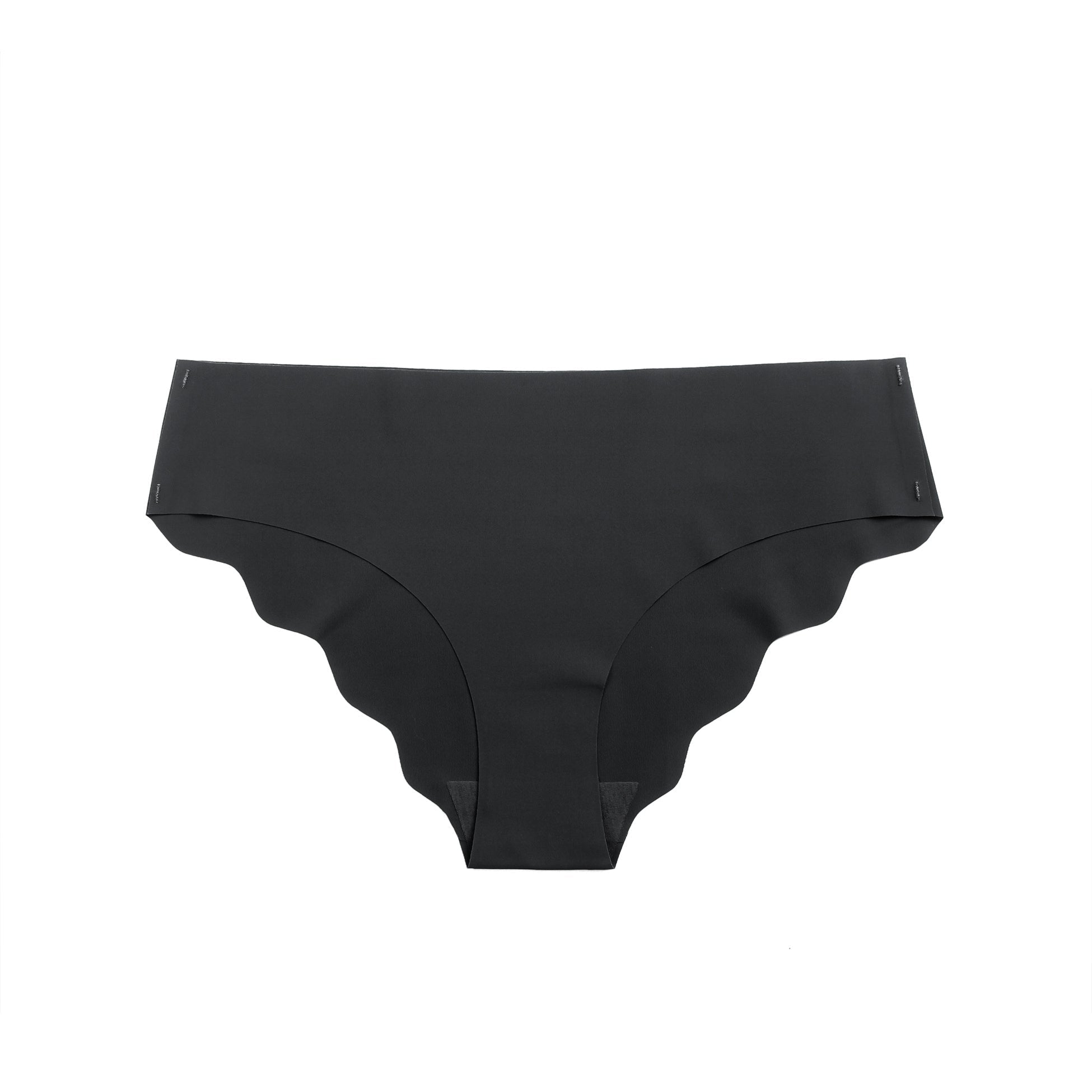 Black Ice Silk Seamless Thong – Wavy Lace Hip Detail & Trimmable Leg Opening - TeaseFashion