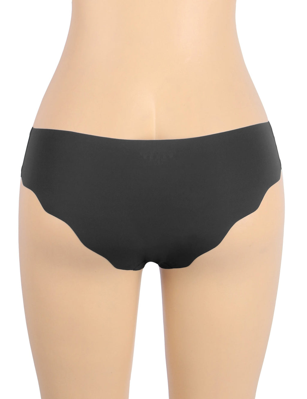 Black Ice Silk Seamless Thong – Wavy Lace Hip Detail & Trimmable Leg Opening - TeaseFashion