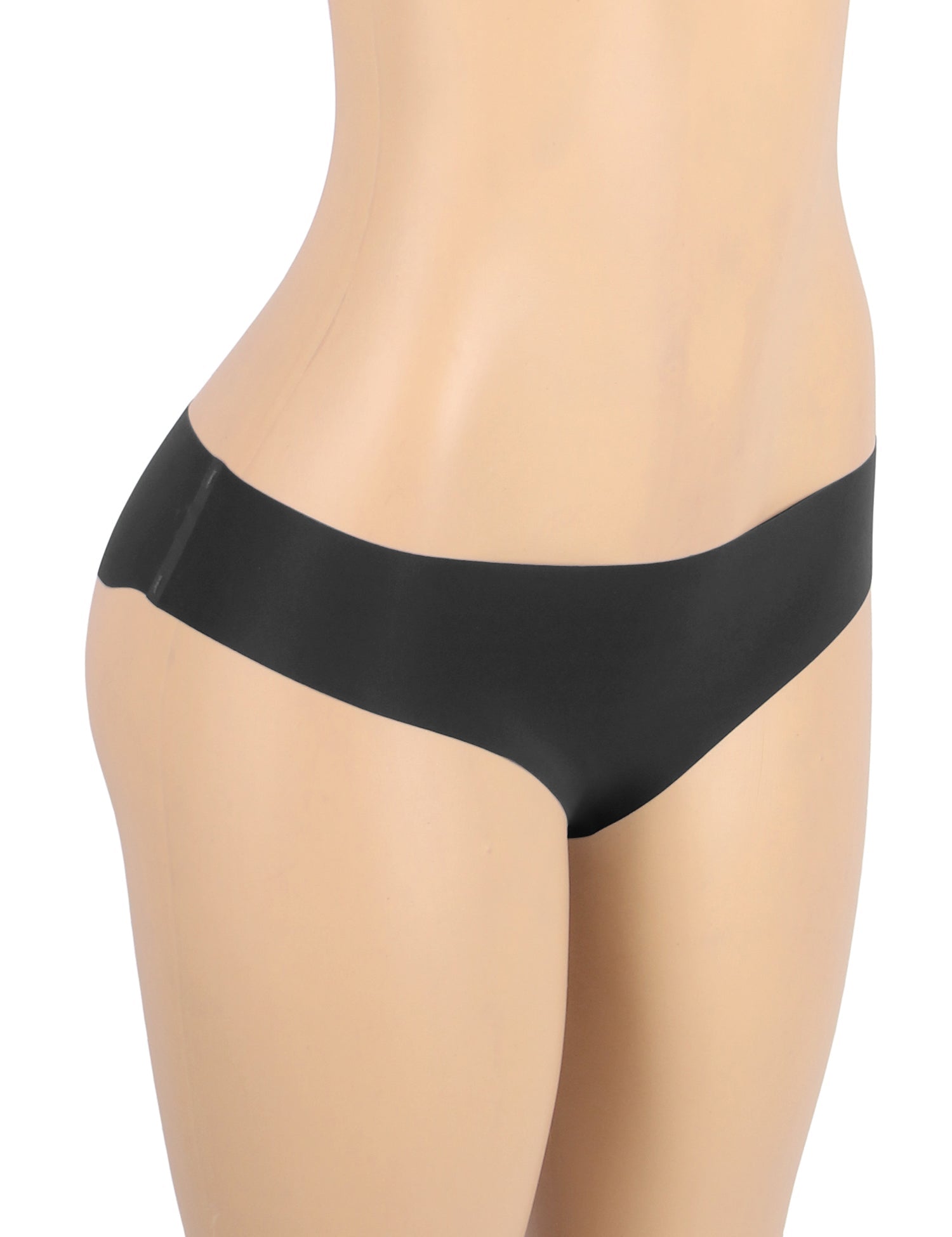 Black Ice Silk Seamless Thong – Wavy Lace Hip Detail & Trimmable Leg Opening - TeaseFashion