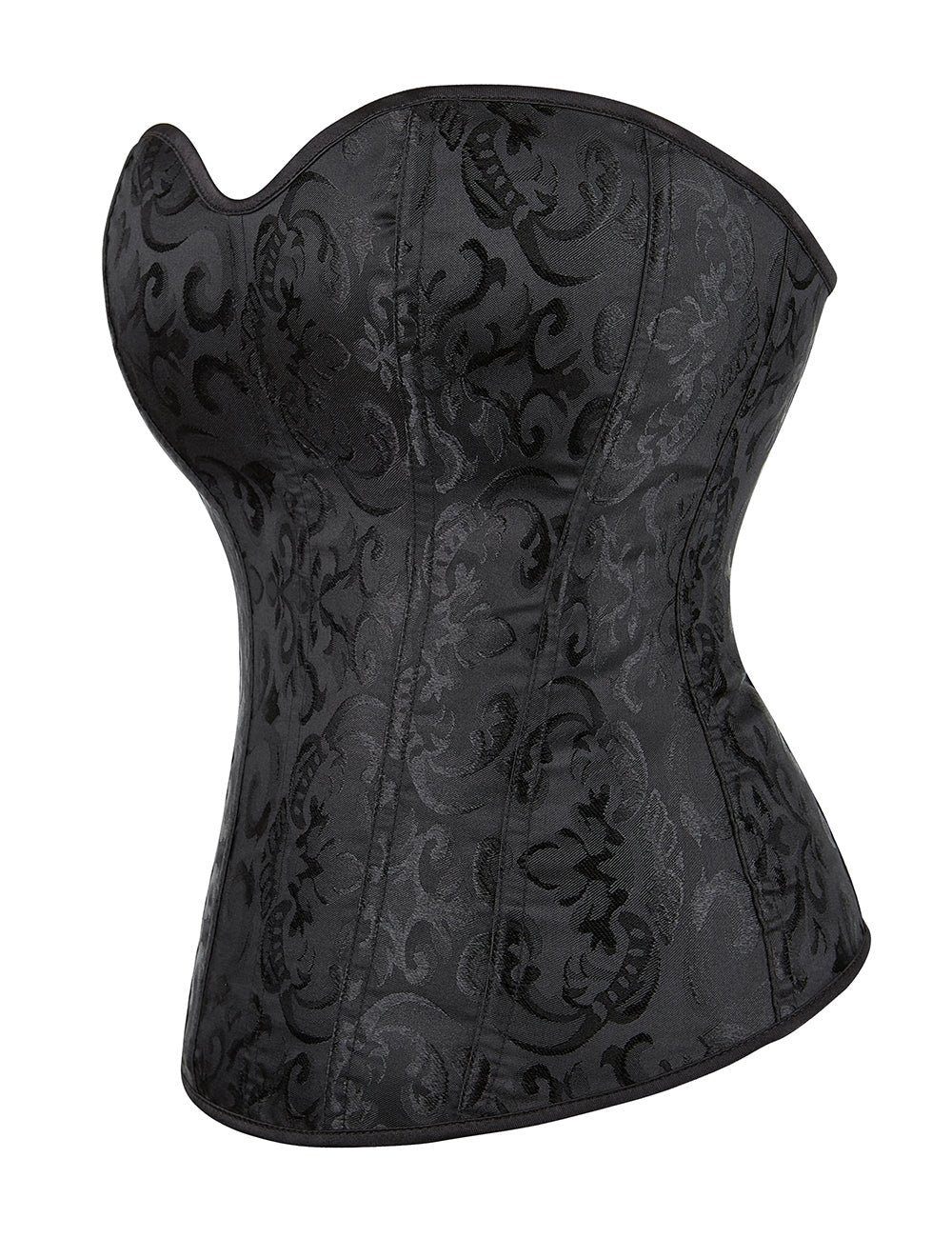 Black Jacquard Strapless Corset – 12 Bones, Side Zip & Back Lacing - TeaseFashion