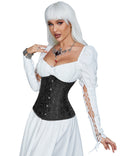 Black Jacquard Strapless Corset with Lace & 14 Bones - TeaseFashion