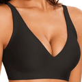 Black Jelly Bra Wireless Womens Comfortable Push up Bralettes Seamless Tshirts Deep V Back Closure Everyday Bras - TEASEFASHION