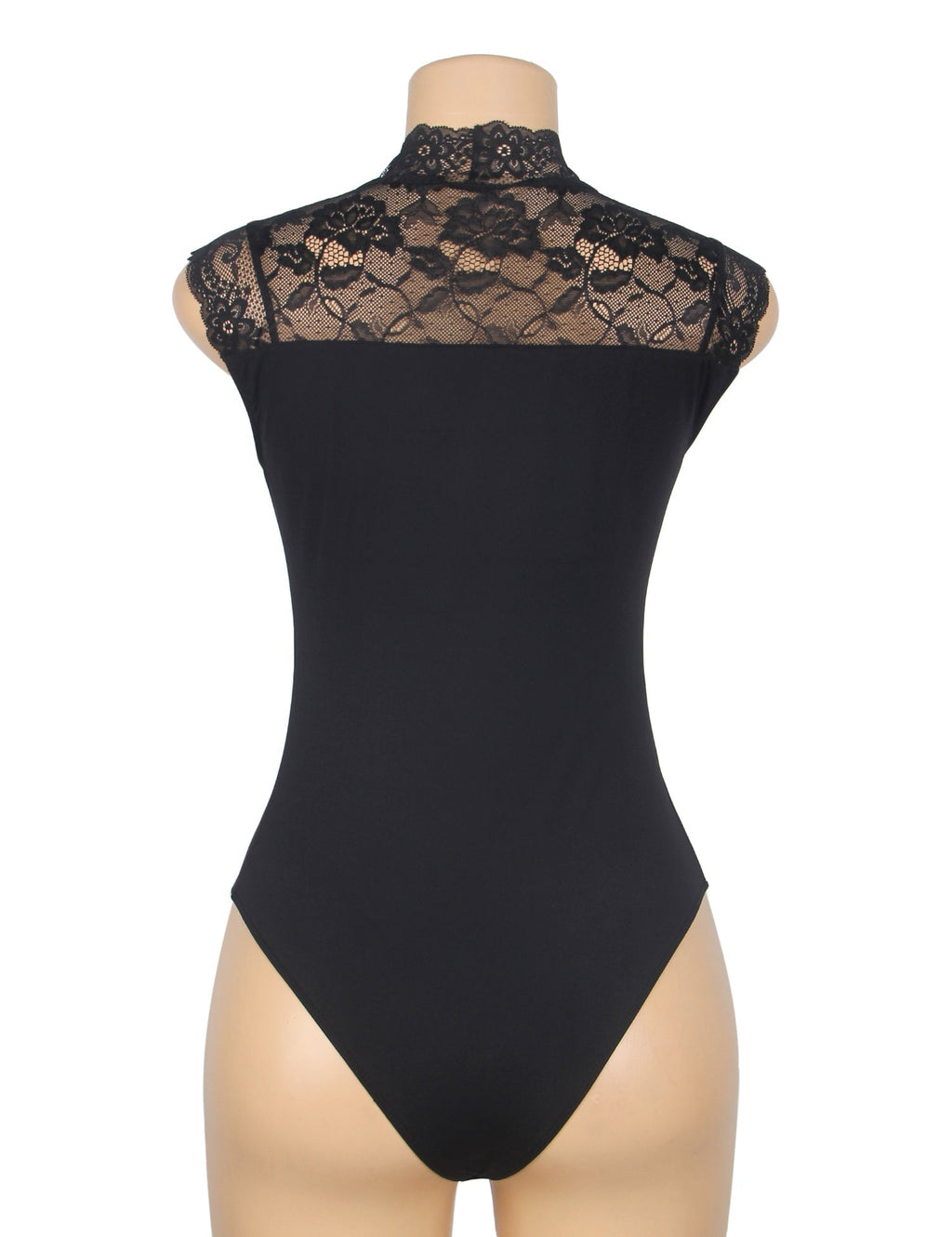 Black Lace - Bust Sleeveless Snap - Crotch Bodysuit - TeaseFashion