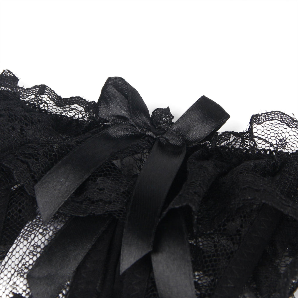 Black Lace Butterfly Thong – Water - Soluble Flower, Open Crotch & Pearl Detail - TeaseFashion