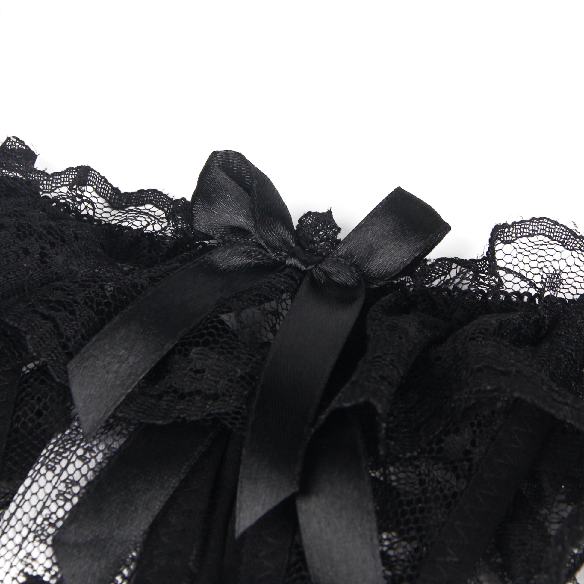 Black Lace Butterfly Thong – Water - Soluble Flower, Open Crotch & Pearl Detail - TeaseFashion