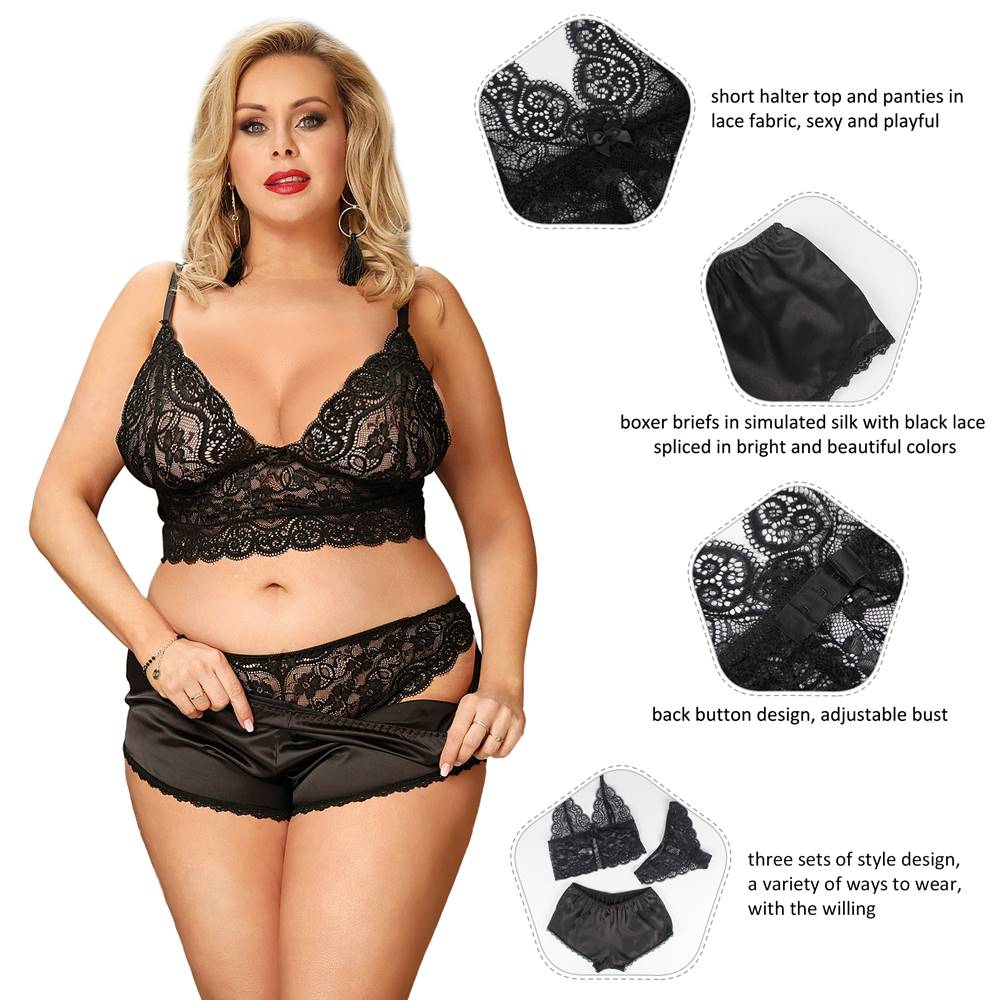 Black Lace Camisole & Panties Set – Sleepwear Lingerie - TeaseFashion