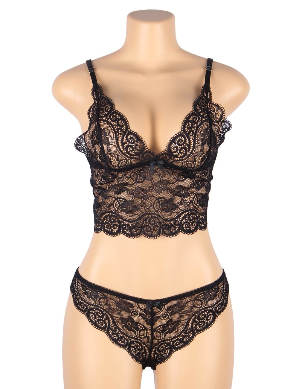 Black Lace Camisole & Panties Set – Sleepwear Lingerie - TeaseFashion