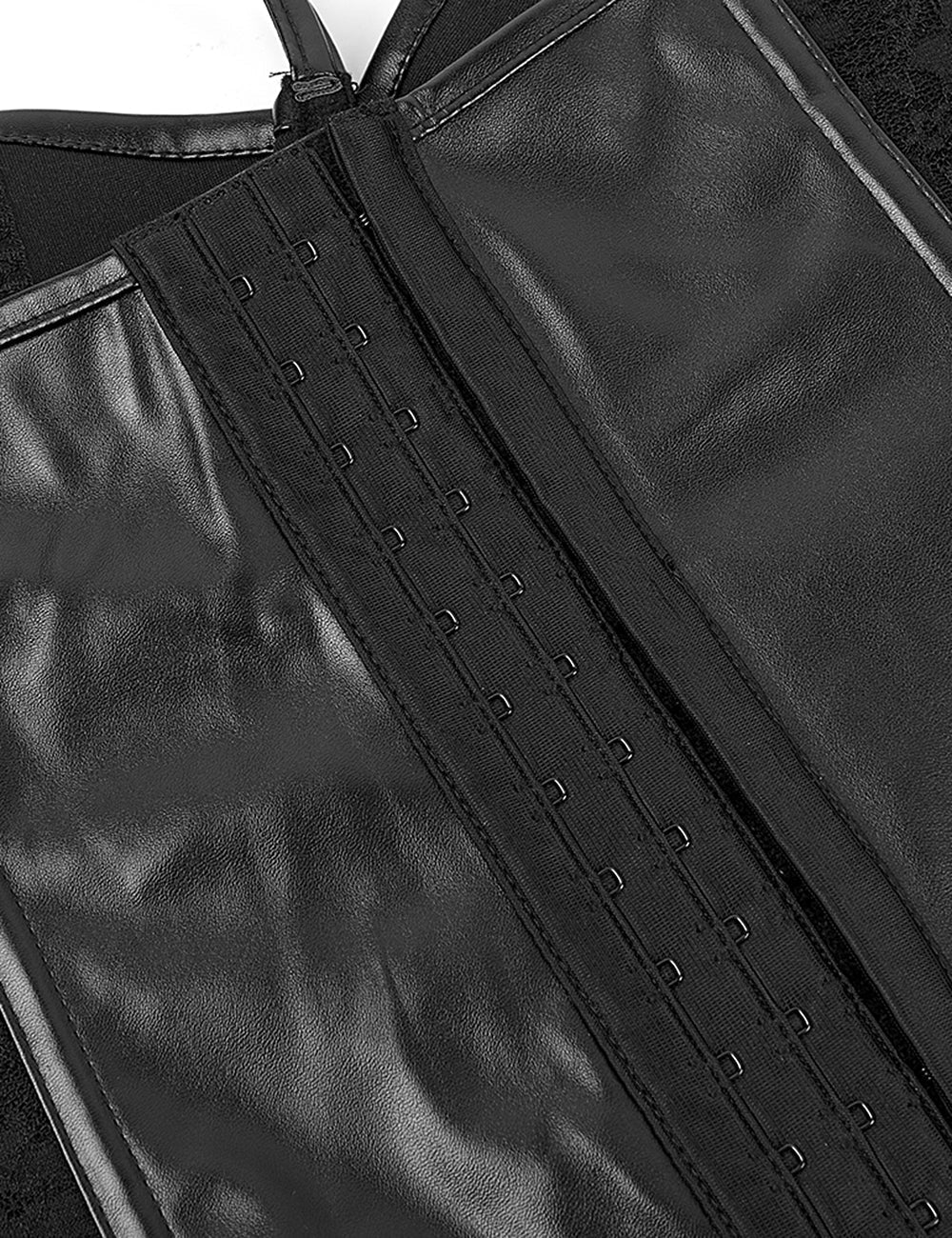 Black Lace & Leather Corset – 10 Plastic Bones, Structured Fit - TeaseFashion