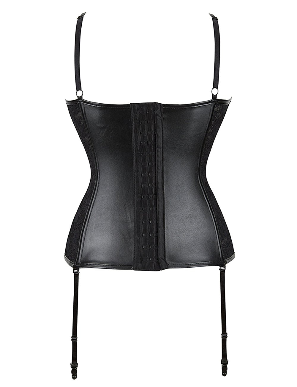 Black Lace & Leather Corset – 10 Plastic Bones, Structured Fit - TeaseFashion