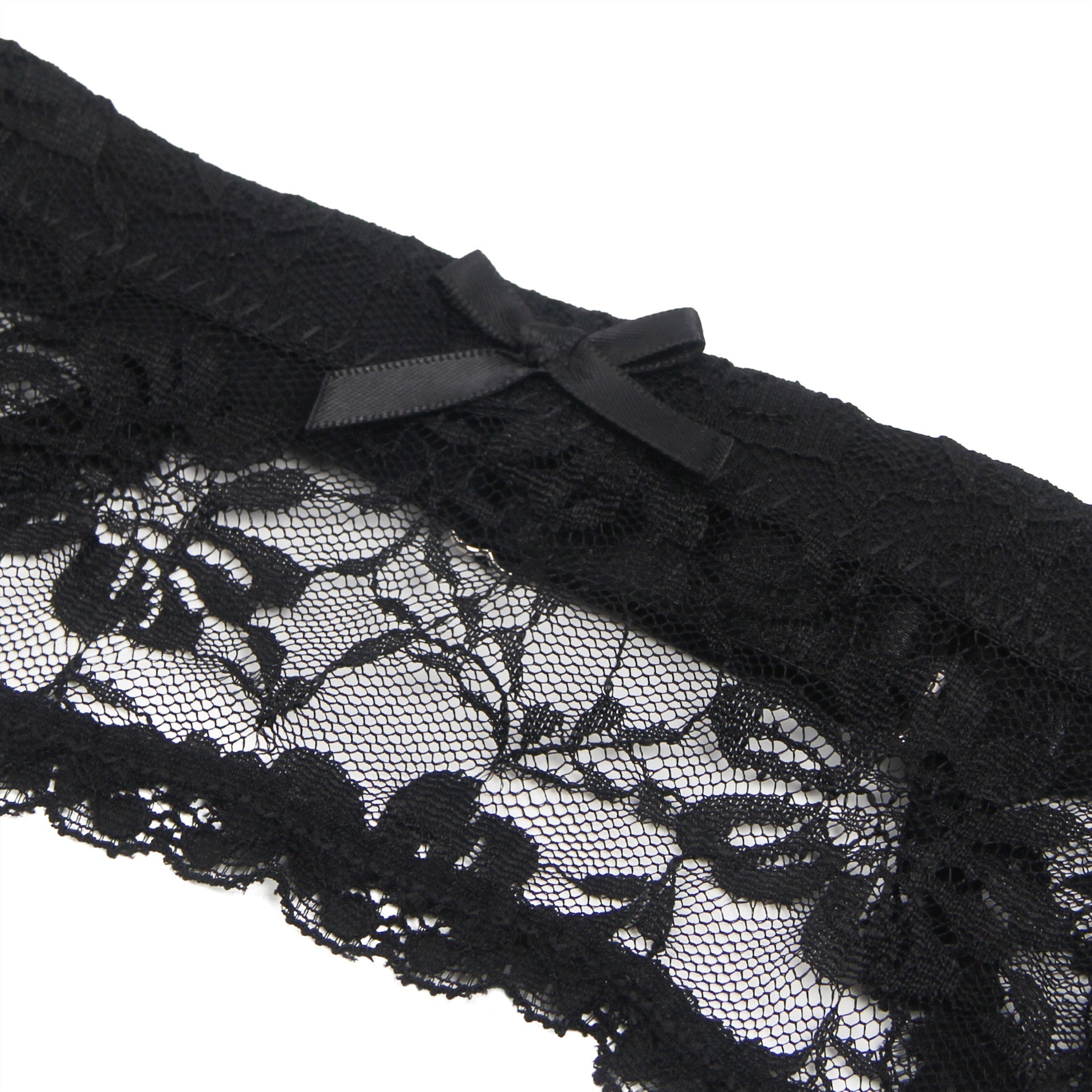Black Lace Mesh Garter Belt Set with 9 - Buckle Waist & Steel Fittings - TeaseFashion