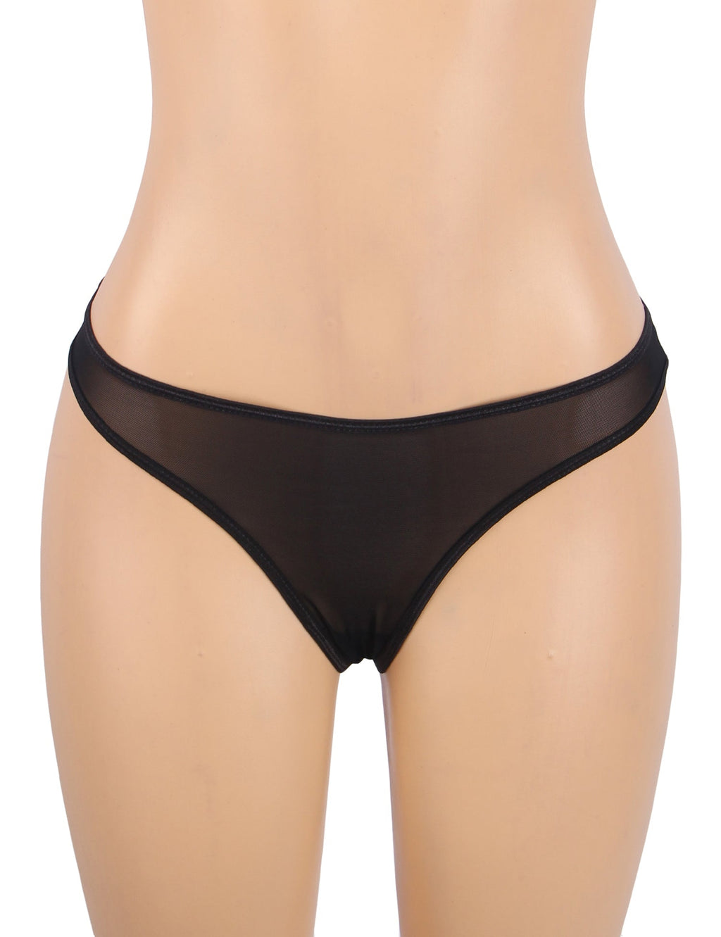 Black Lace Mesh Garter Belt Set with Bow Detail, Boning & Button Closure - TeaseFashion