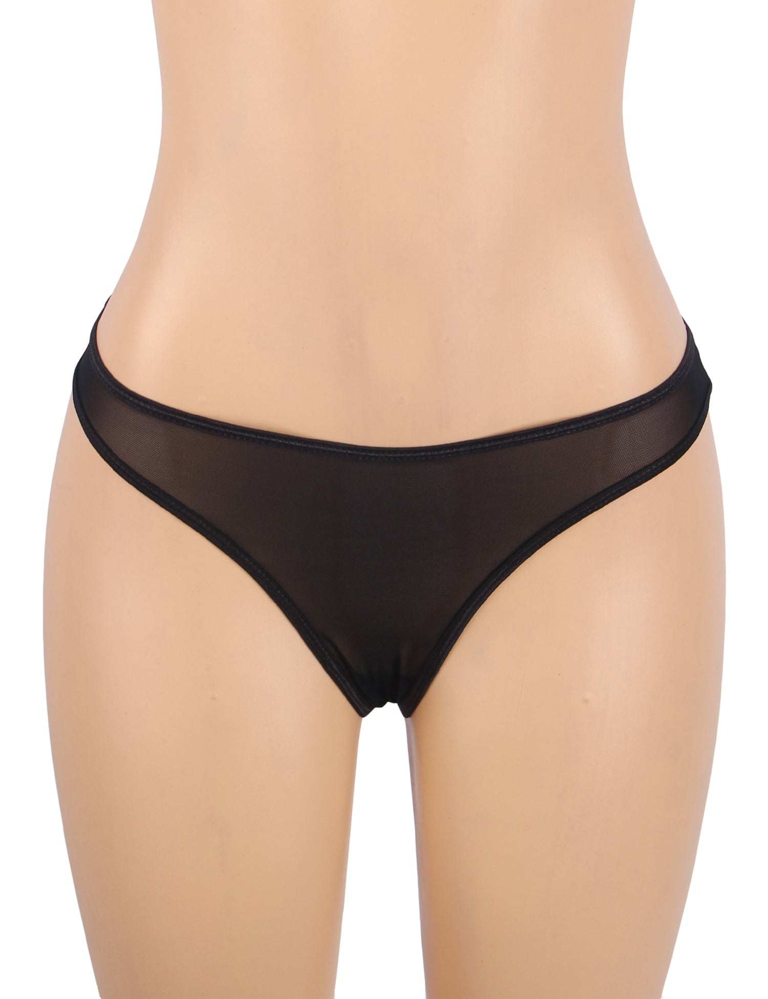 Black Lace Mesh Garter Belt Set with Bow Detail, Boning & Button Closure - TeaseFashion