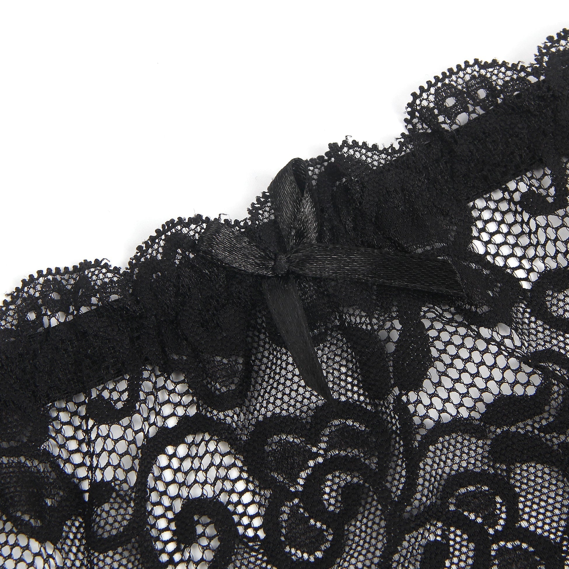 Black Lace Mesh Garter Belt with 4 Elastic Straps - TeaseFashion