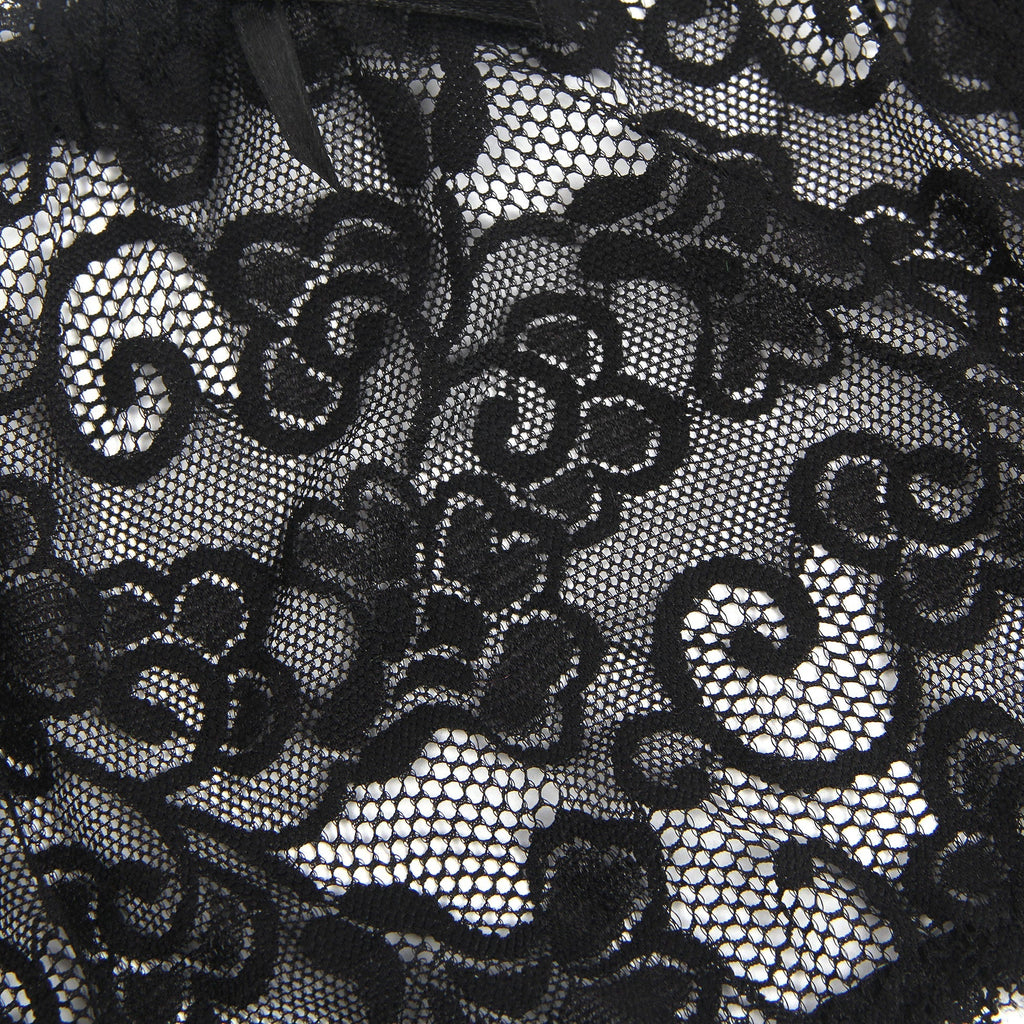 Black Lace Mesh Garter Belt with 4 Elastic Straps - TeaseFashion