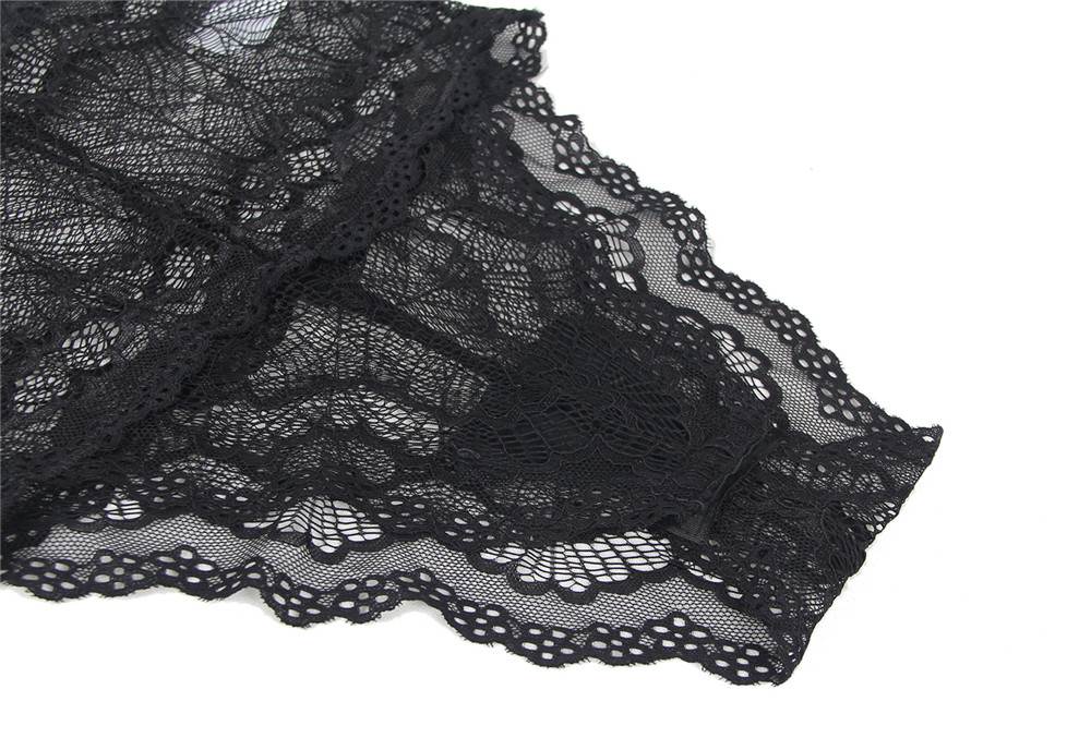 Black Lace Mesh Teddy – Criss - Cross Strap Front, Deep V - Neck, Adjustable Straps & Snap Crotch - TeaseFashion