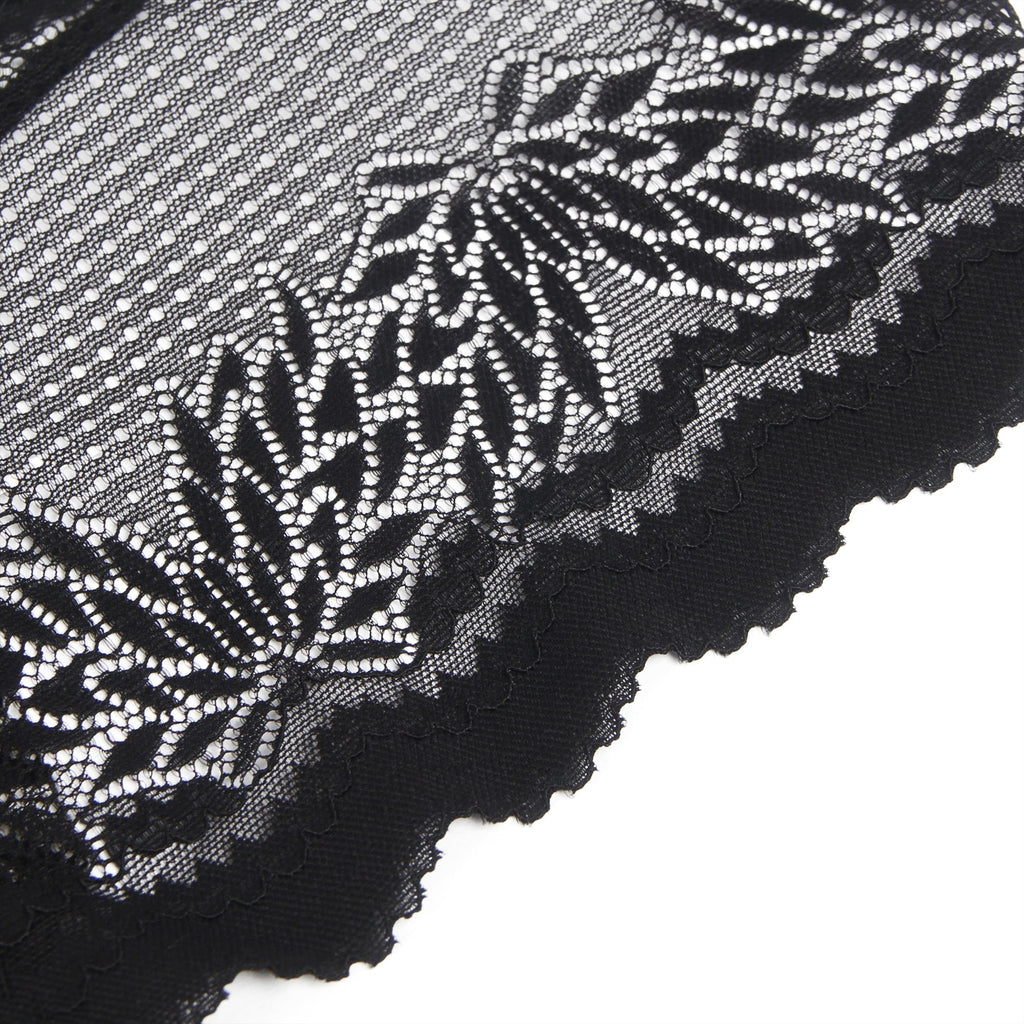 Black Lace Panty – Hollow - Out Back & Heart - Shaped Metal Buckle - TeaseFashion
