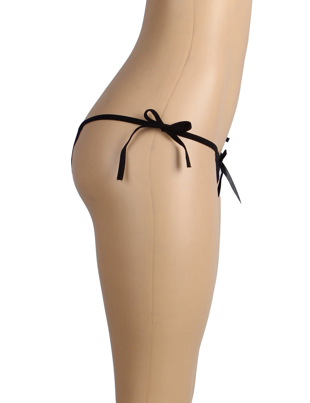 Black Lace Tie - Side Panty – Open Crotch, Adjustable Waist Ties & Bow Detail - TeaseFashion