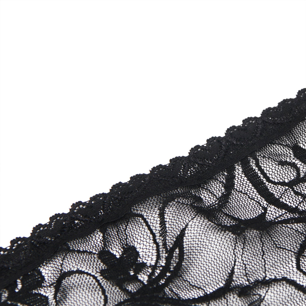 Black Lace Underwired Babydoll with Heart - Lace Side Slit & Adjustable Back Closure - TeaseFashion
