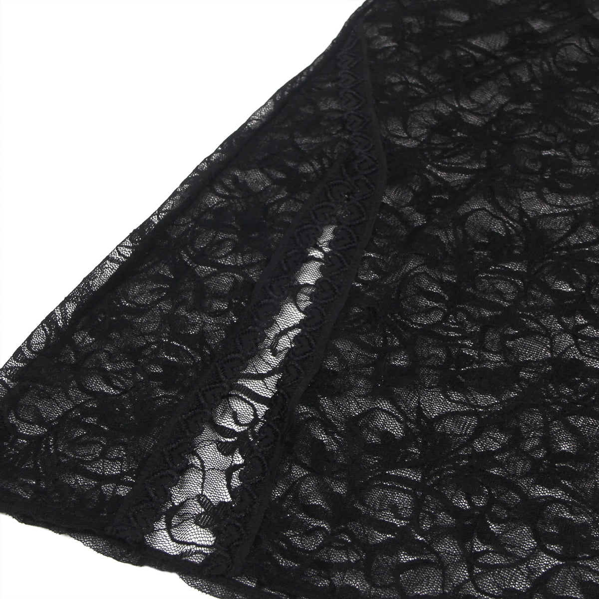 Black Lace Underwired Babydoll with Heart - Lace Side Slit & Adjustable Back Closure - TeaseFashion
