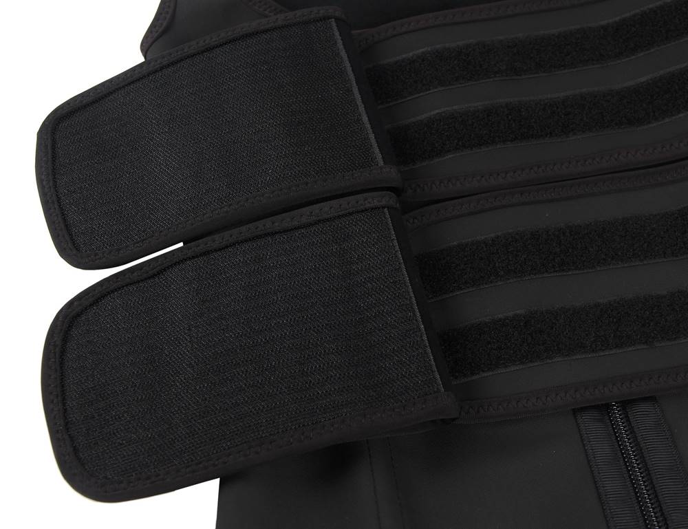 Black Latex Waist Trainer Vest – Zipper, Double Belt & 9 Steel Bones - TeaseFashion