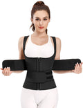 Black Latex Waist Trainer Vest – Zipper, Double Belt & 9 Steel Bones - TeaseFashion