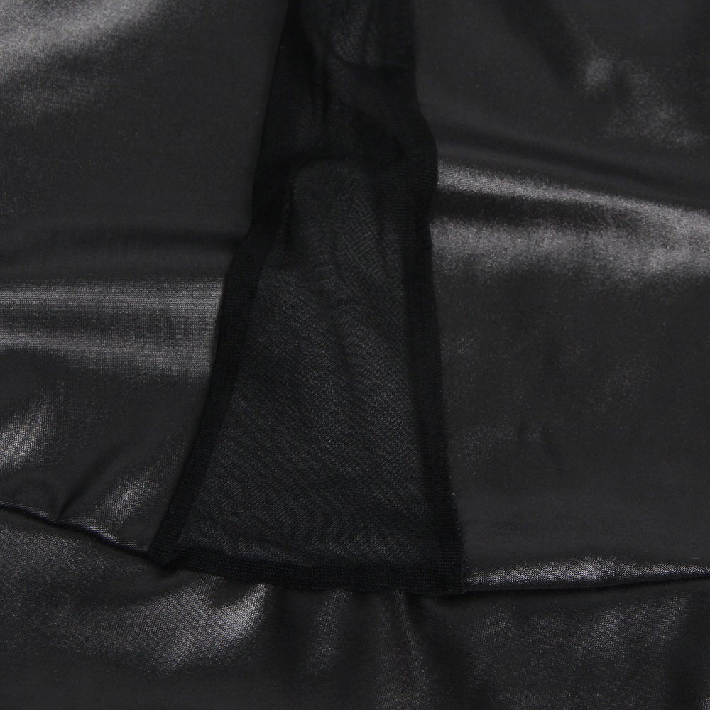 Black Leather Halter Lingerie Dress - TeaseFashion