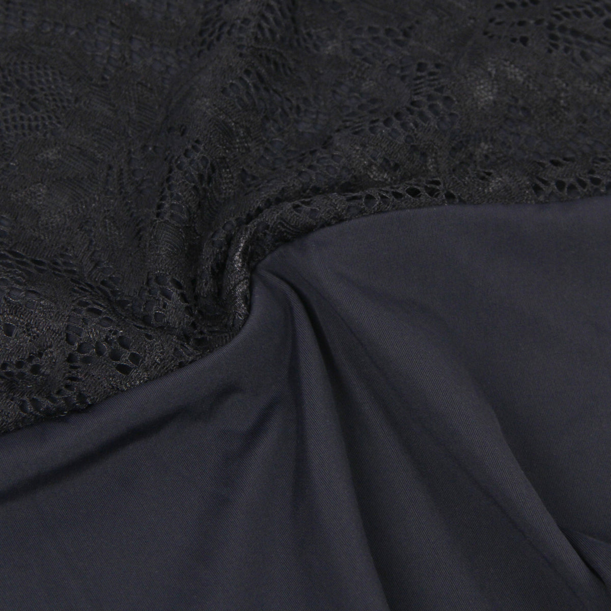 Black Long Sleeve Lace Bodysuit – Brushed Nylon Swim Fabric & Deep V - TeaseFashion