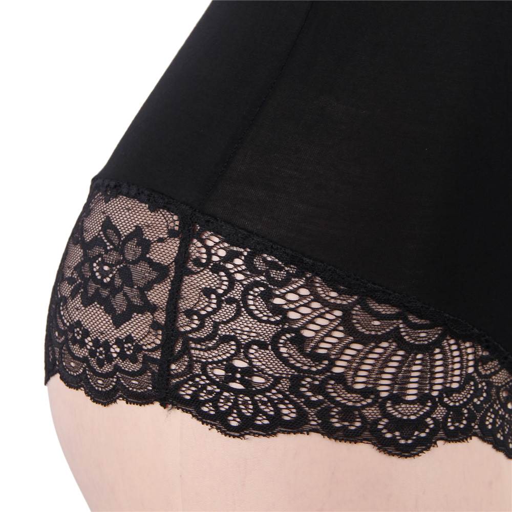 Black Modal Lace Bodysuit – Spaghetti Straps, Slimming Fit & Adjustable Snap Crotch - TeaseFashion