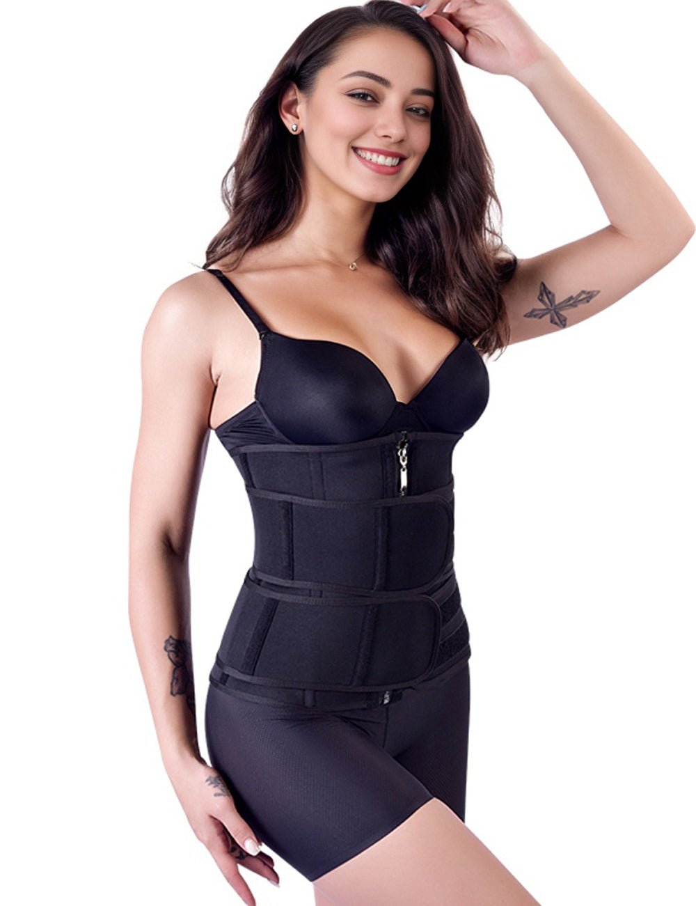 Black Neoprene Waist Trainer – 15 Steel Bones & Double Belt - TeaseFashion