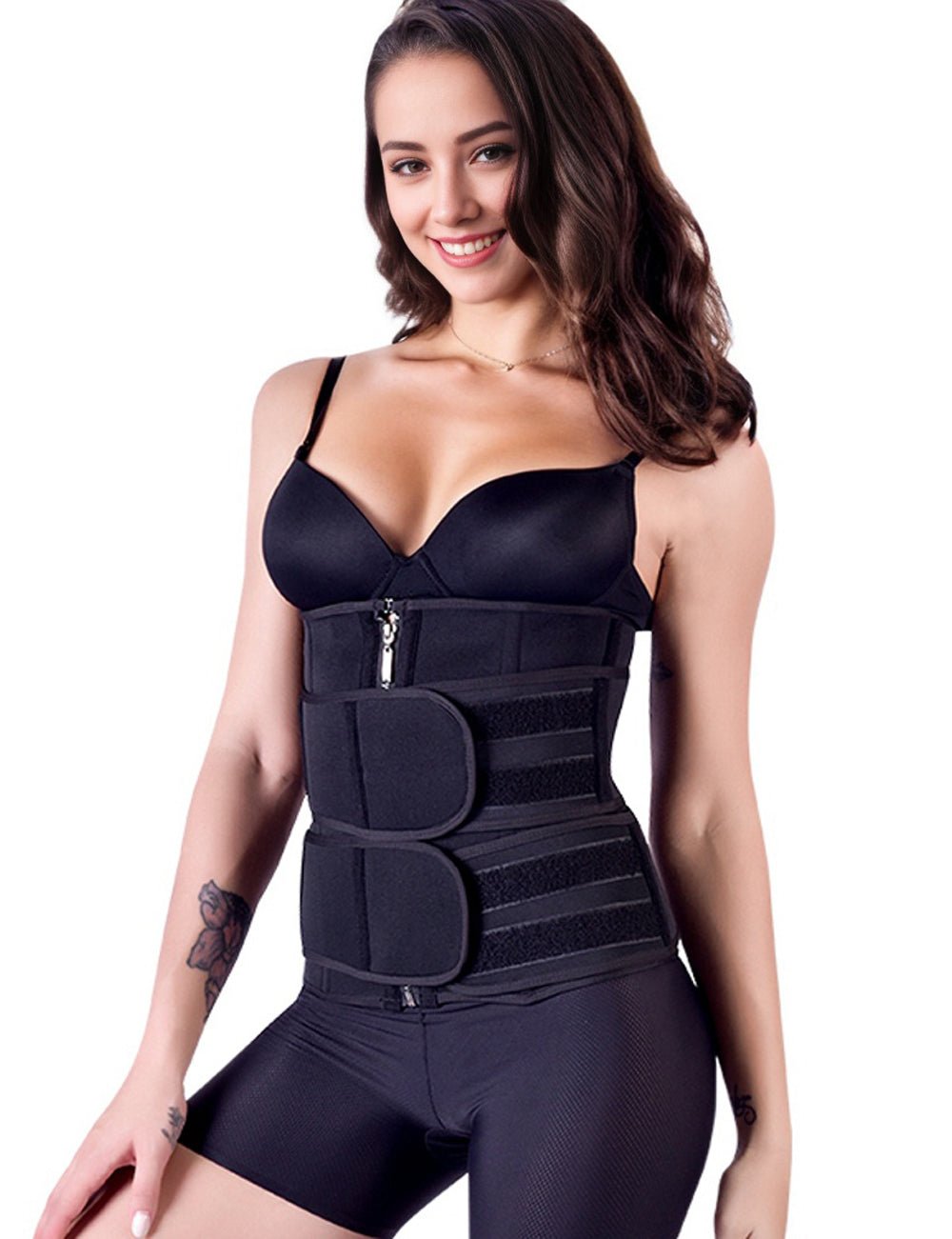 Black Neoprene Waist Trainer – 15 Steel Bones & Double Belt - TeaseFashion