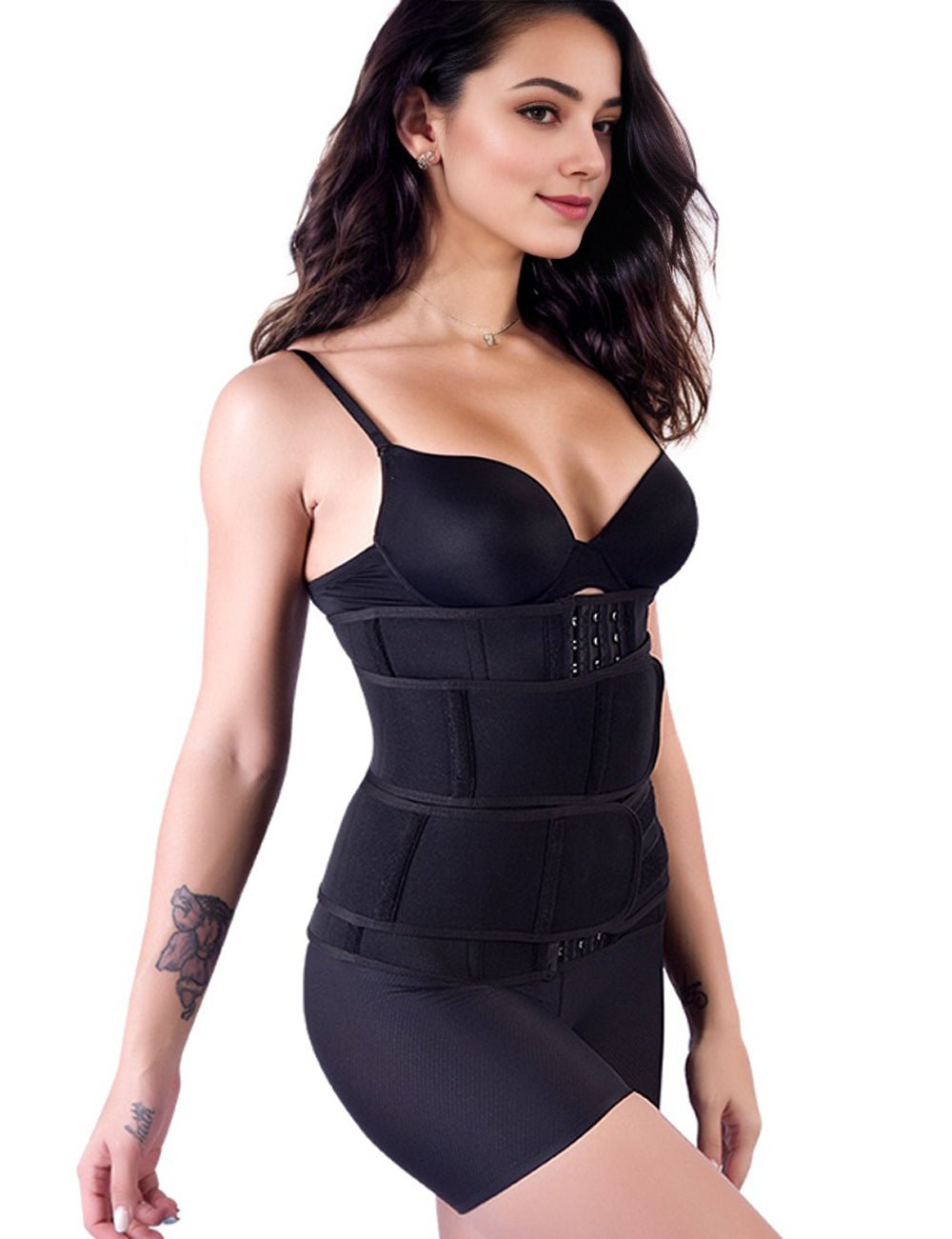 Black Neoprene Waist Trainer – Hook & Eye, 15 Steel Bones - TeaseFashion