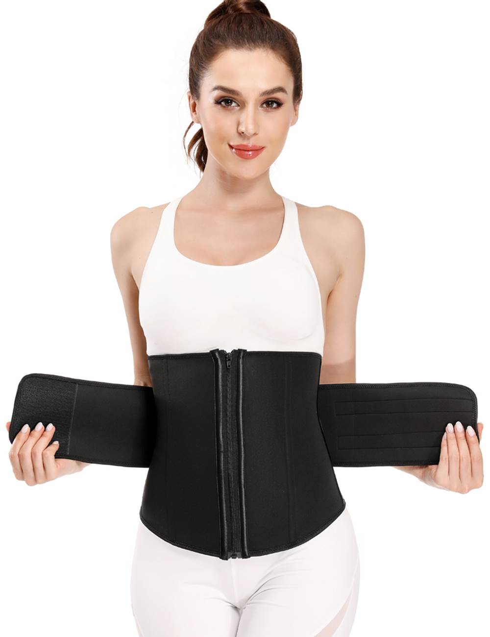 Black Neoprene Waist Trainer – Single Belt, 9 Steel Bones - TeaseFashion