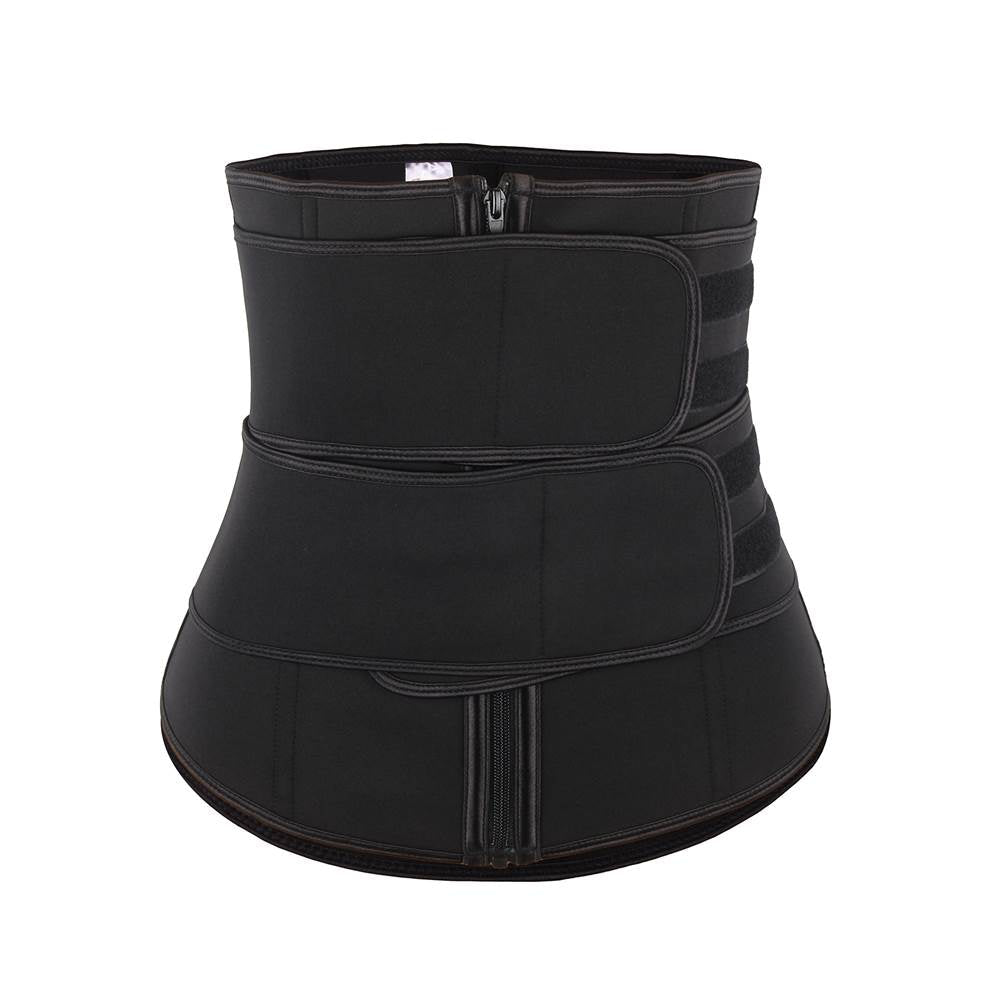 Black Neoprene Waist Trainer – Zip & Velcro, 9 Steel Bones - TeaseFashion
